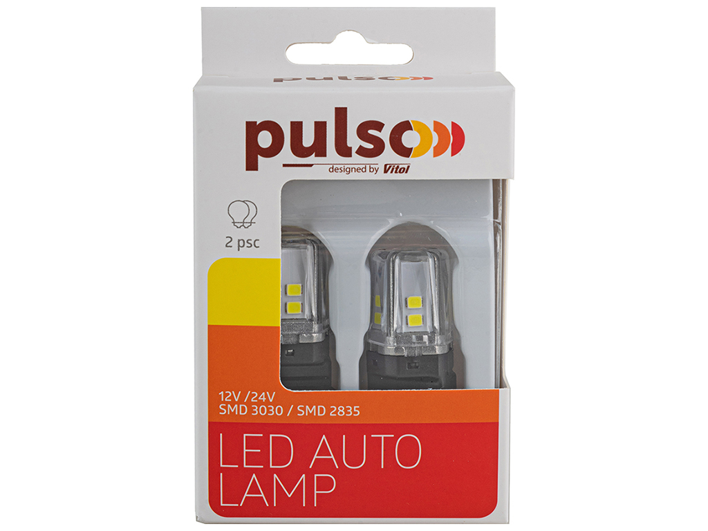 Лампа Pulso габаритные LED 3157/W2.5x16q/12SMD-2835, 2контакта, 9-36v, 550/100lm WHITE (цена за 2шт)