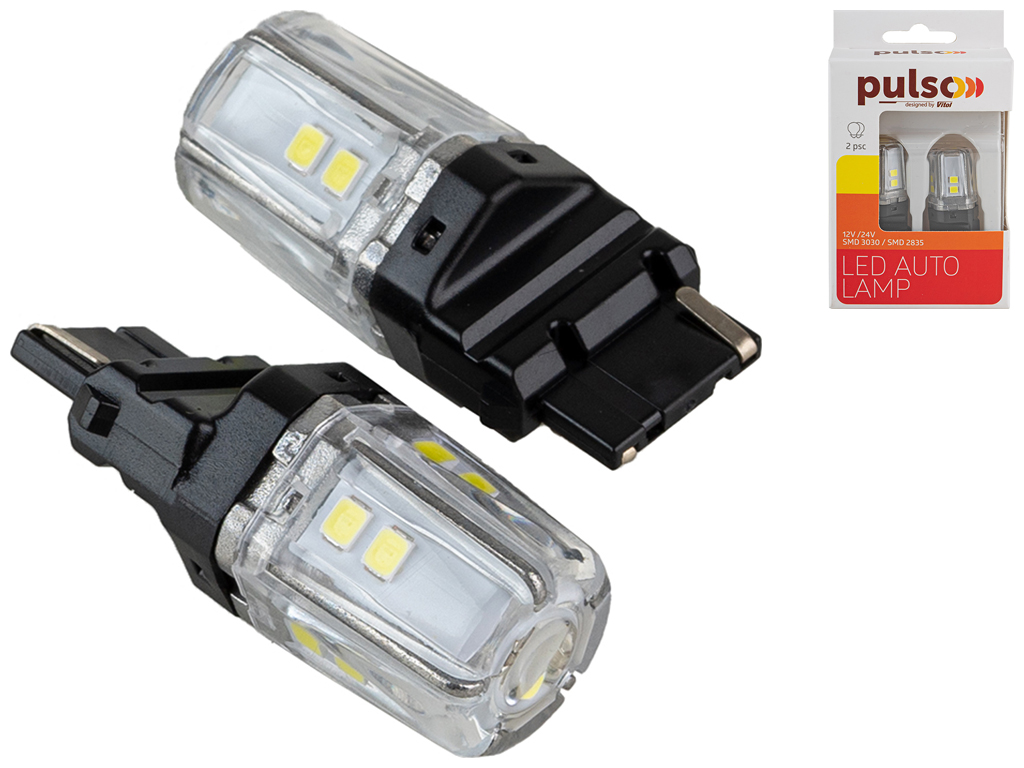 Лампа Pulso габаритные LED 3156/W2.5x16q/12SMD-2835, 1контакт, 9-36v, 550lm, WHITE (цена за 2шт) (LP