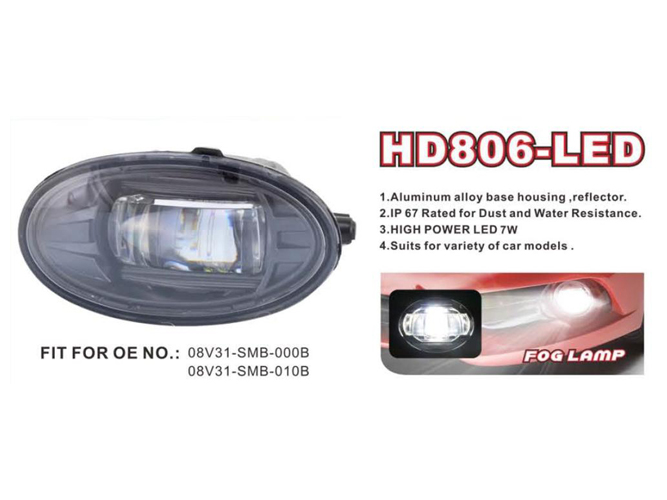 Противотуманные LED-фары DLAA для Honda Cars 2008-2016, 12V7W, с креплениями (HD-806L)