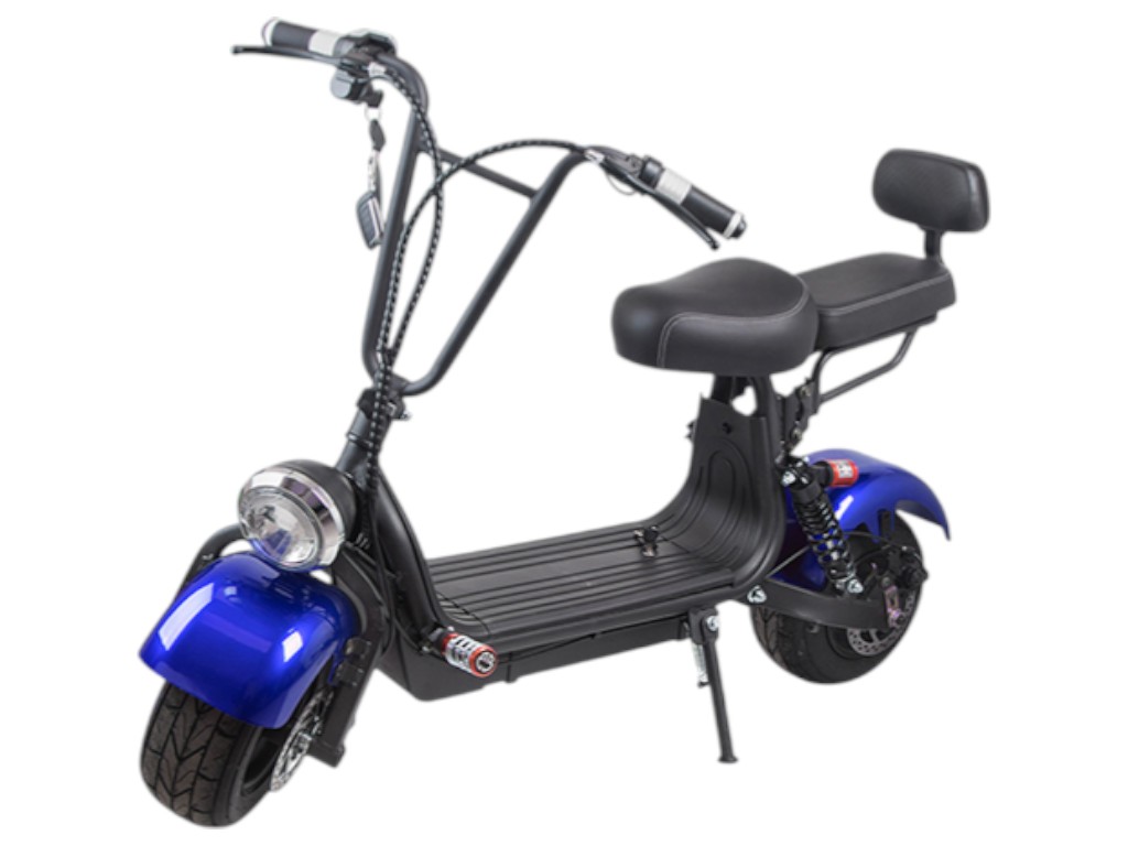 Электроскутер Rooder Citycoco Light, 1000Вт, 48v 12ah, бесщеточный мотор, цвет синий
