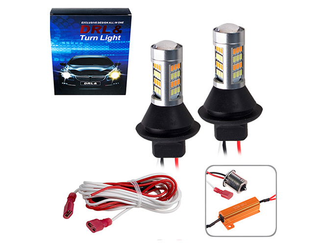 Лампи DRL із функцією поворот 2в1, S25, 42 SMD-2835, 5000Kх3000K,12V (LP-25420/2835)