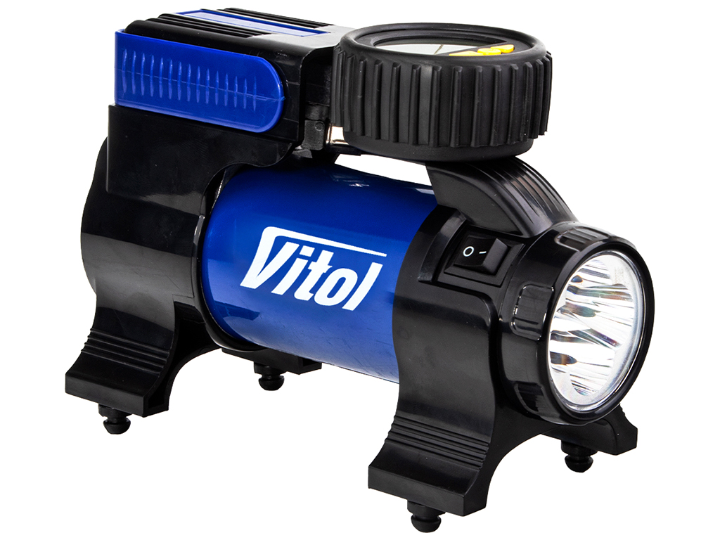 Компрессор Vitol K-22, 100psi, 14Amp, 37л, фонарь/автостоп/прикуриватель