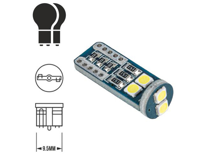 Лампа PULSO габаритная LED T10, 6SMD-3030 CANBUS, 12v, 1,3w, 140lm White (цена за 1шт) (LP-60391)