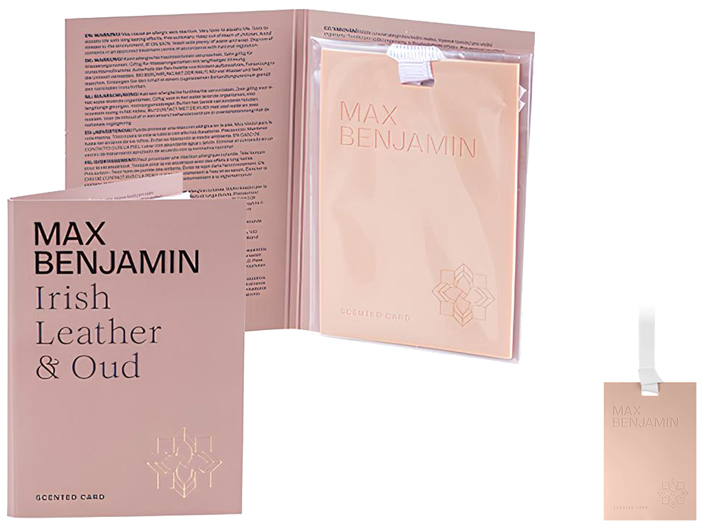 Освіжувач повітря Max Benjamin Scented Card Irish Leather&Oud, для шафи та авто, 8×0,5×11,3см (71777