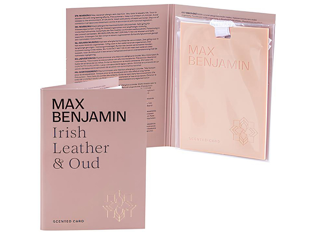 Освіжувач повітря Max Benjamin Scented Card Irish Leather&Oud, для шафи та авто, 8×0,5×11,3см (71777