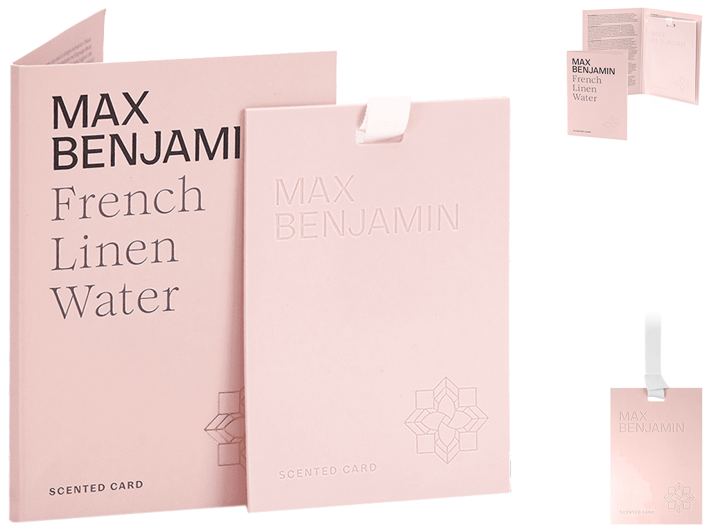 Освежитель воздуха Max Benjamin Scented Card French Linen Water, для шкафа и авто, 8×0,5×11,3см (717
