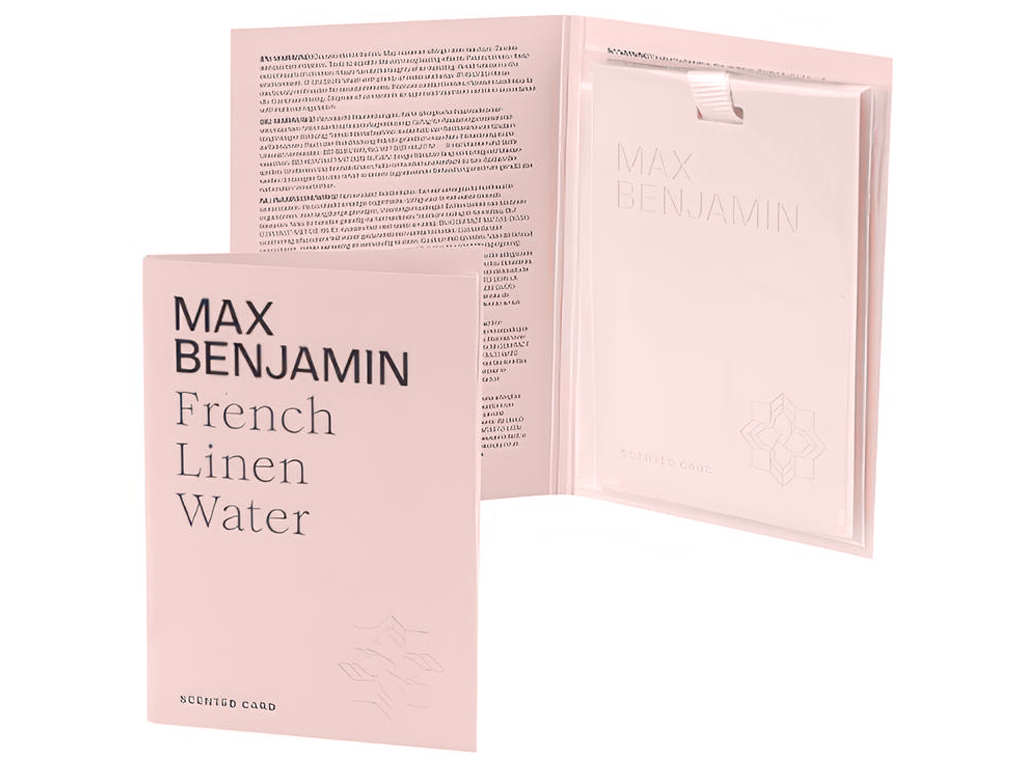 Освежитель воздуха Max Benjamin Scented Card French Linen Water, для шкафа и авто, 8×0,5×11,3см (717