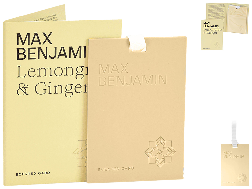 Освіжувач повітря Max Benjamin Scented Card Lemongrass&Ginger, для шафи та авто, 8×0,5×11,3см (71768