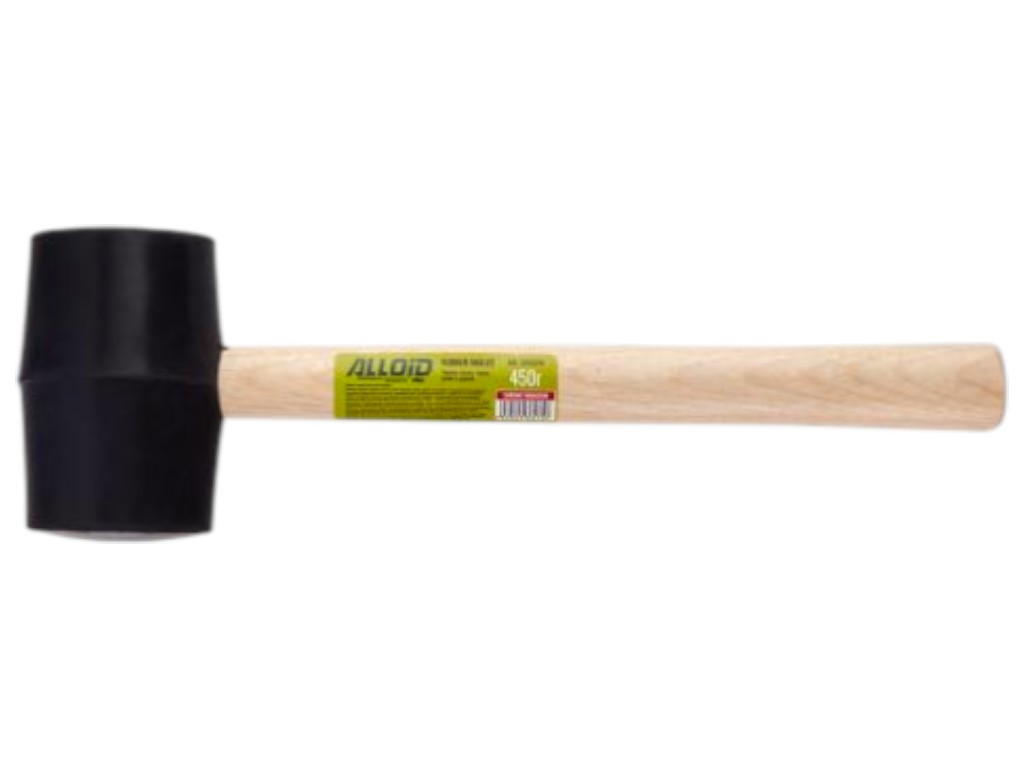 Киянка резиновая Alloid 450 г, чёрная головка, ручка из дерева, цвет чёрный