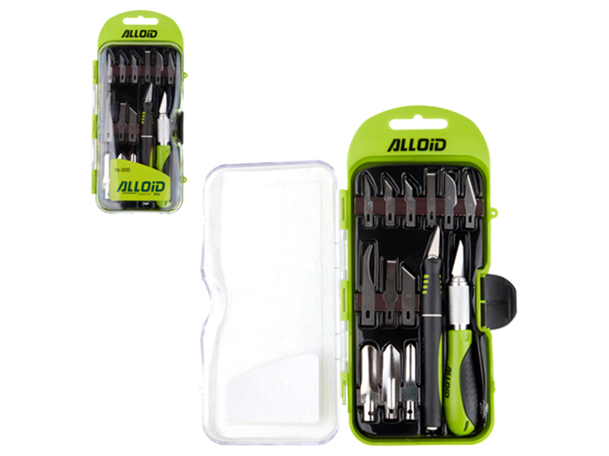 Нож-скальпель для вырезания Alloid, с сменными лезвиями, сталь SK5 (цена за набор 14 предметов)