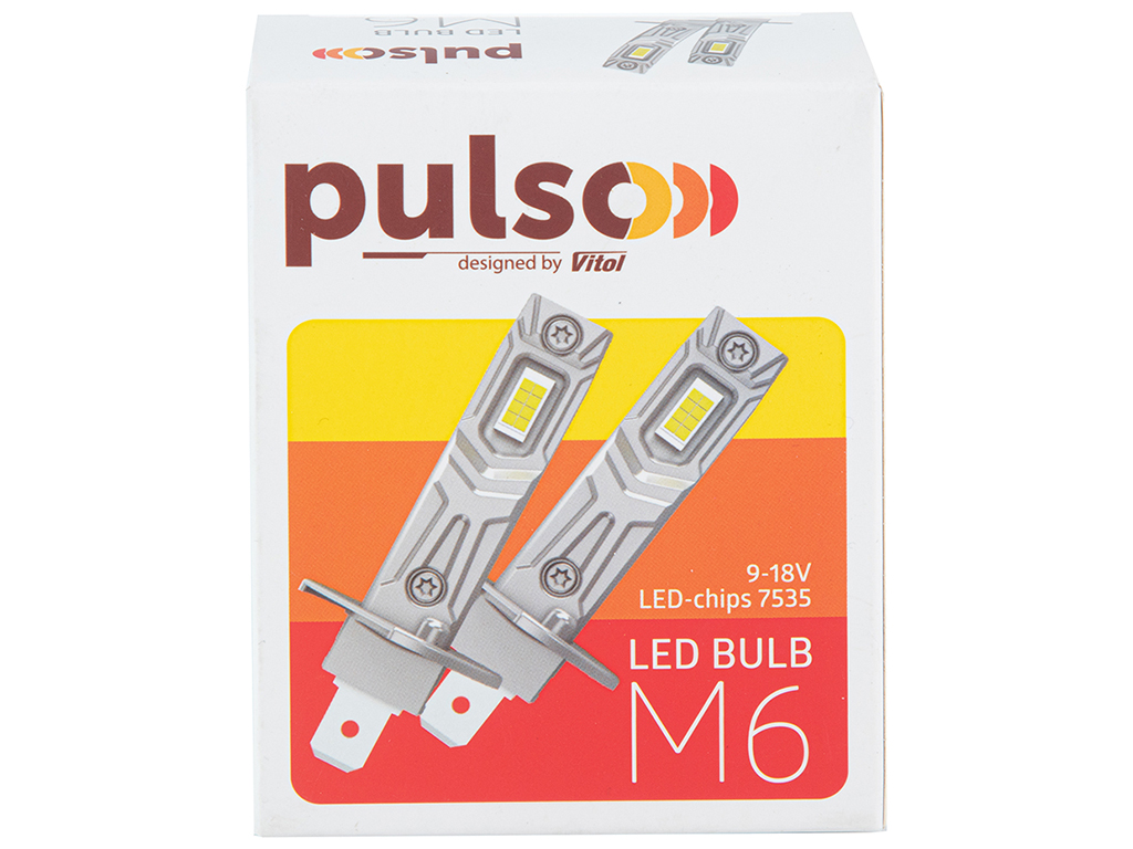 Лампы PULSO LED-chips 7535/9-18v, 2x28w, 6000Lm/6500K, M6-H1 (цена за набор 2шт)