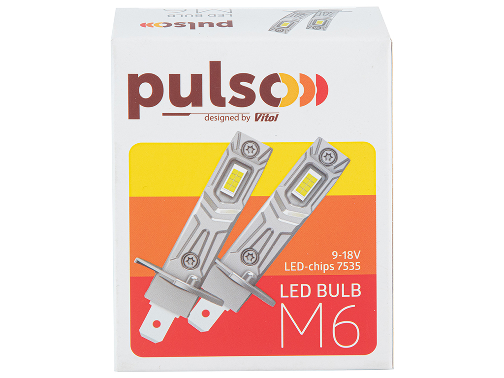 Лампы PULSO LED-chips 7535/9-18v, 2x28w, 6000Lm/6500K, M6-H3 (цена за набор 2шт)
