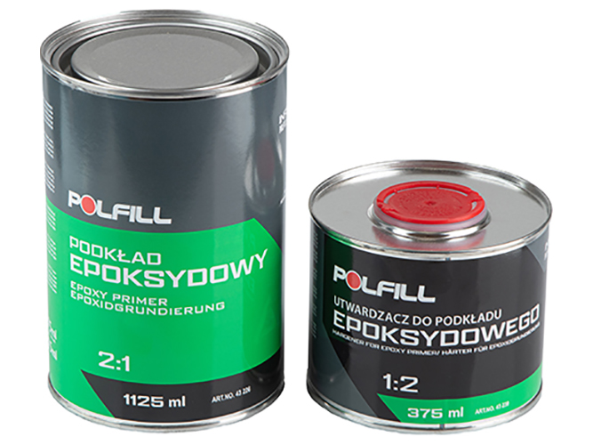Ґрунт епоксидний Polfill 2:1 «мокрий по мокрому» 750мл + затверджувач 375мл, сірий (43226+43239)