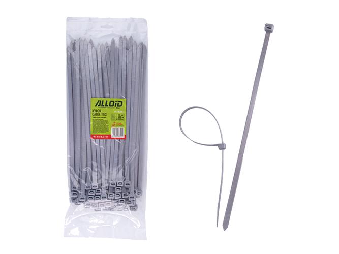 Хомут пластиковий Alloid, сірий, 7.6×300 мм, 100 шт