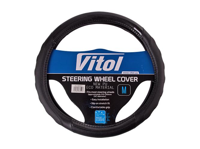 Чехол на руль Vitol (VLCU-1409009 M), чёрный, PU, 37-38 см