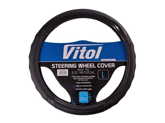 Чехол на руль Vitol (VLCU-1409009 L), чёрный, PU, 39-40 см