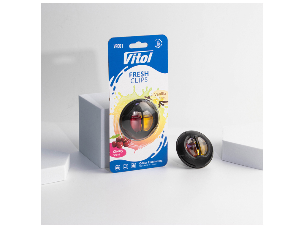 Освежитель воздуха Vitol Fresh Clips Cherry + Vanilla, клипса