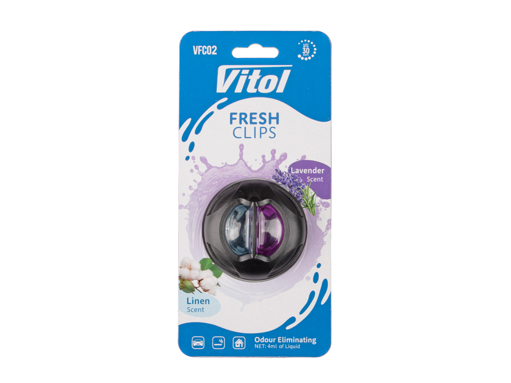 Освежитель воздуха Vitol Fresh Clips Linen + Lavender, клипса