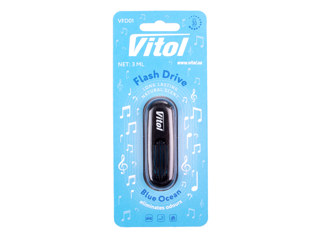 Освежитель воздуха Vitol Flash Drive Blue Ocean, флеш-дизайн