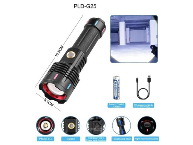 Ліхтар NIGHT VISION FLUORESCENCE G25 WHITE LASER LED PM30-TG, 1х26650/3xAAA, Power Bank, ЗУ Type-C