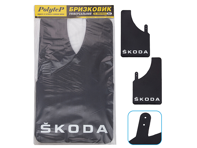 Брызговики универсальные резиновые Sport Master XL 230х375 SKODA, 2шт