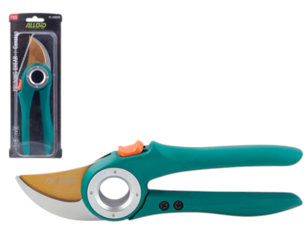 Секатор Alloid Pro, 200 мм, лезвие SK5, кольцевой механизм, матовое покрытие, цвет зеленый