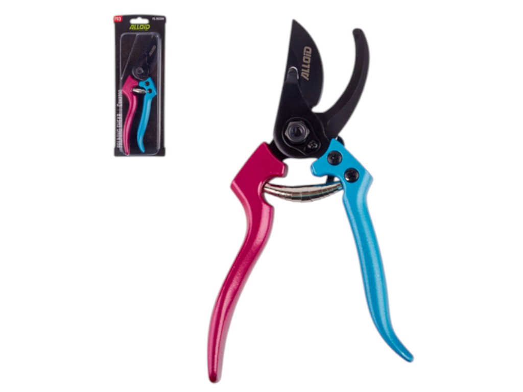 Секатор Alloid Pro, 200 мм, лезвие SK5, ленточная пружина, матовое покрытие, цвет синий с красным