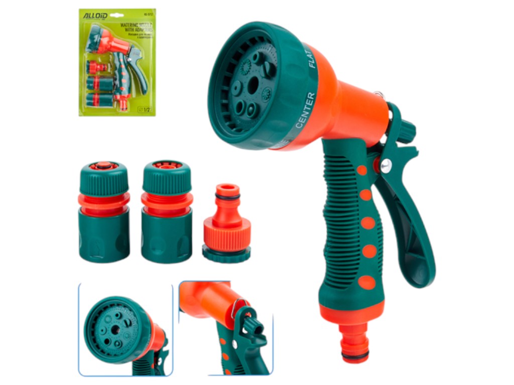 Насадка для полива Alloid, с адаптерами 1/2 дюйма, пластик, цвет зеленый