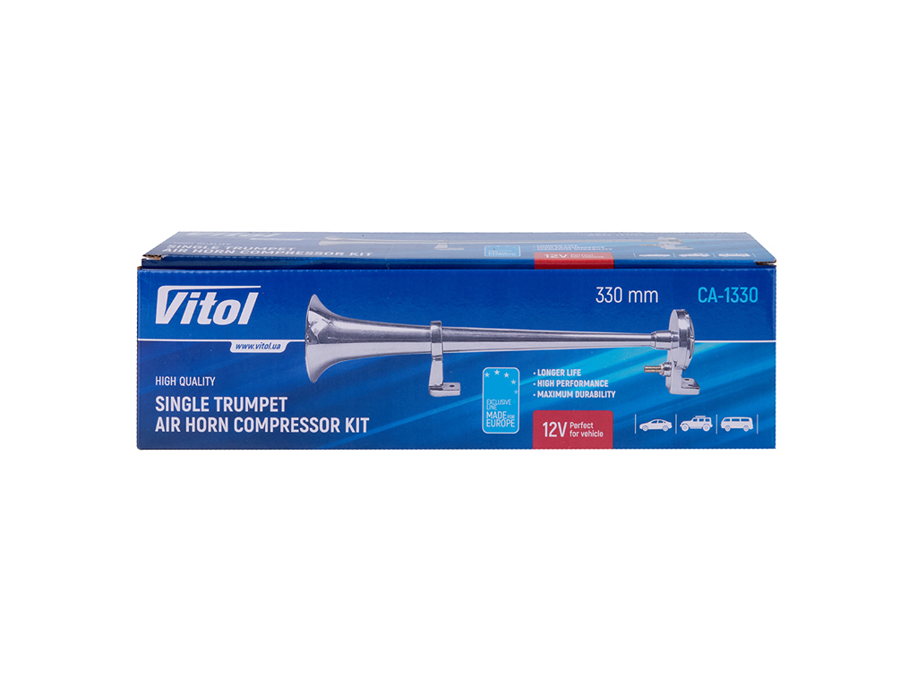 Пневматический сигнал VITOL дудка, CA-1330, 12V, 110-115дБ, 330мм