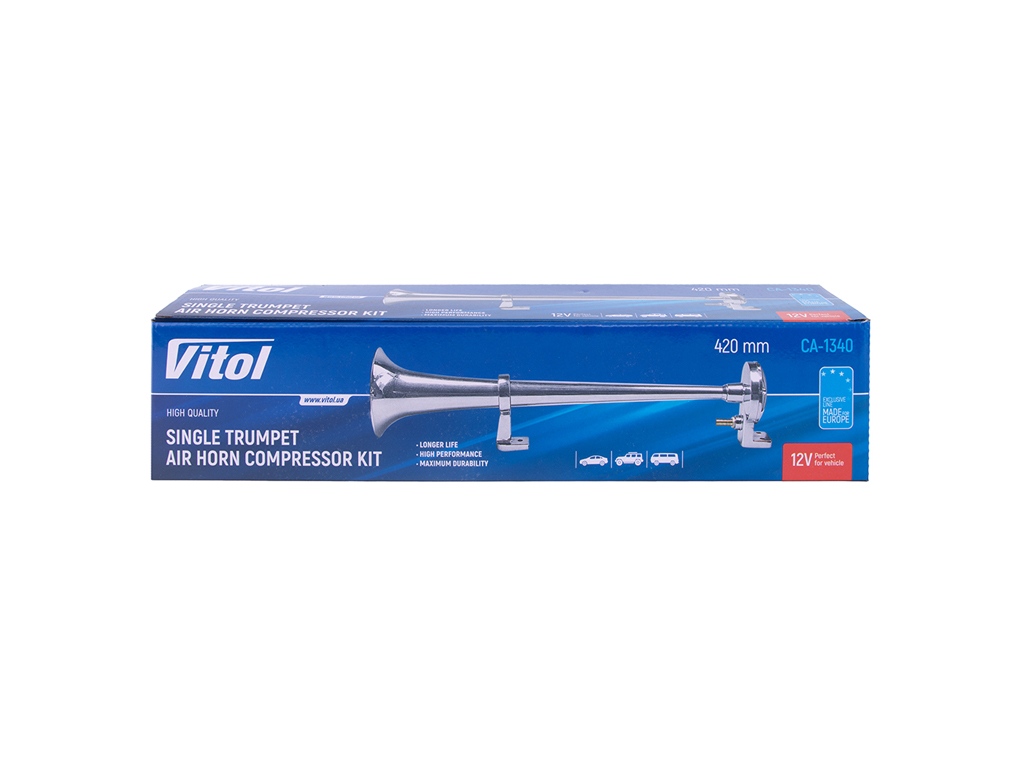 Пневматический сигнал VITOL дудка, CA-1340, 12V, 110-115дБ, 420мм