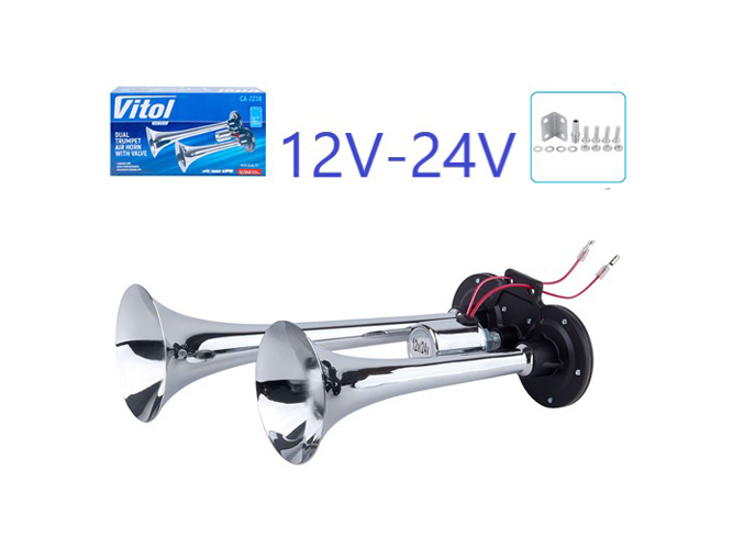 Сигнал пневматический VITOL, CA-2238 CIKADA, 2 дудки, металл, 12/24V