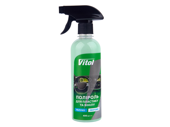 Полироль для пластика и винила VITOL матовая, 400мл, яблоко