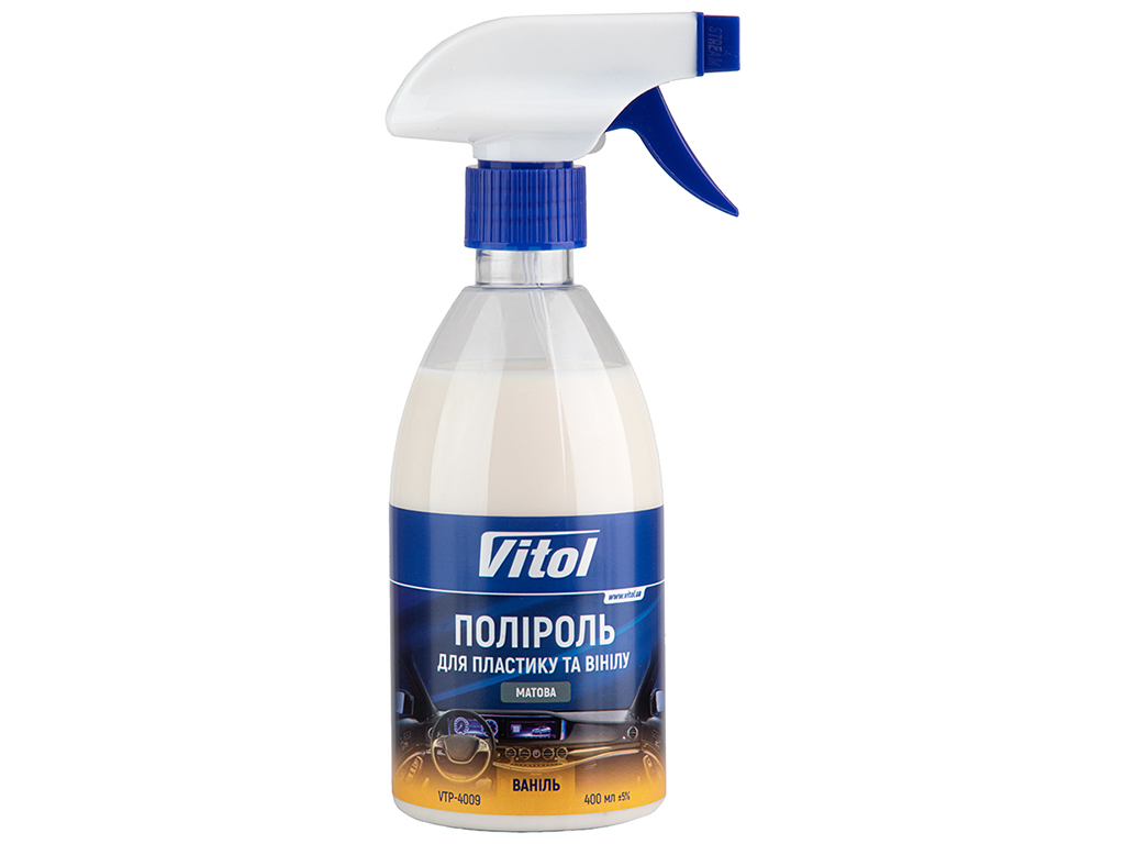 Полироль для пластика и винила Vitol матовая, 400мл, Ваниль (VTP-4009)