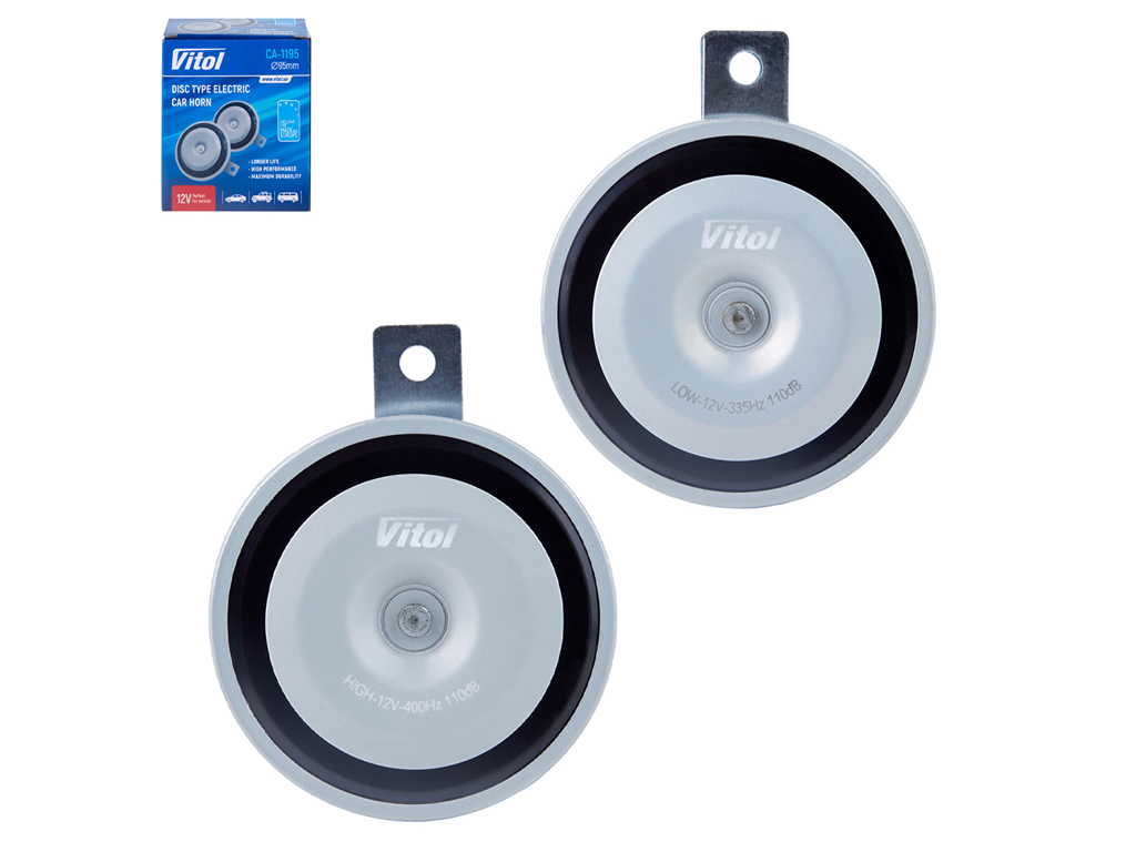 Сигнал электромагнитный дисковый VITOL, CA-1195, 12V, 95мм