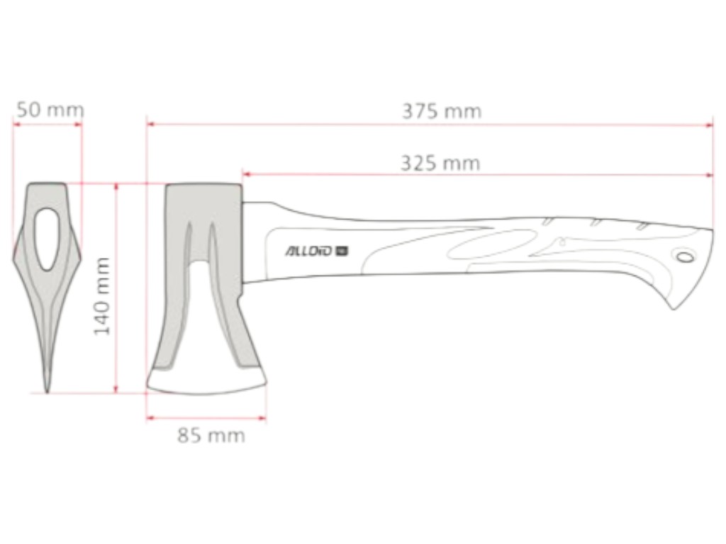 Сокира-колун Alloid Pro, ручка з фібергласу, 1000 г, 38 см
