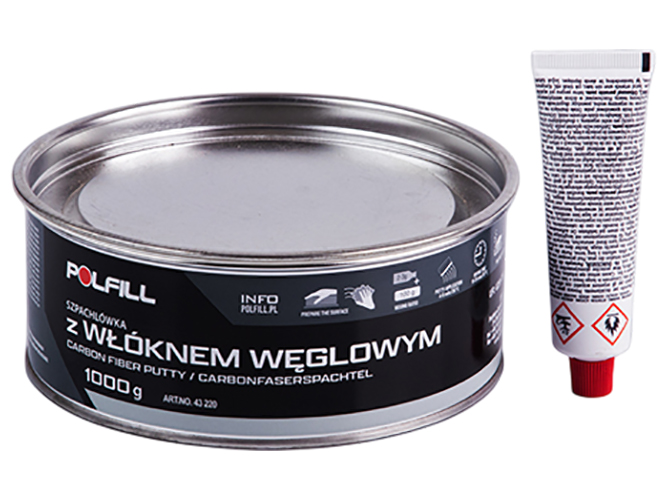 Шпаклевка с углеродным волокном Polfill с отвердителем, 1кг (43220)