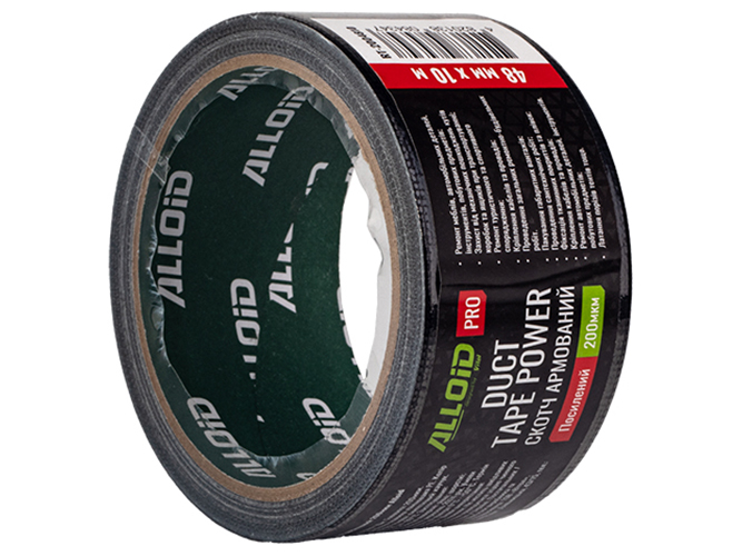 Скотч армований посилений Alloid Pro, 200мкм, чорний, 48мм х 10м (RT-2004810)