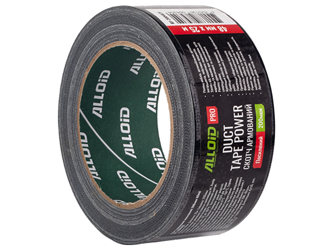 Скотч армированный усиленный Alloid Pro, 200мкм, черный, 48мм х 25м (RT-2004825)