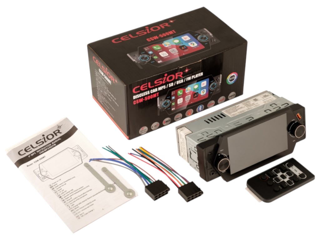 Автомагнитола Celsior CSW-500MT, USB, SD, AUX, Bluetooth, сенсорный 5 дюймовый дисплей, цвет черный