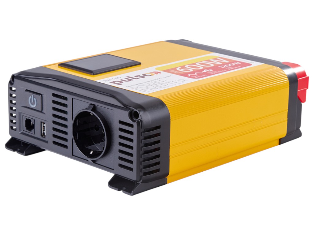 Преобразователь напряжения Pulso ISU-60012V-220V/600WLCD/USB-5VDC2.0A, синусоидная волна, клеммы