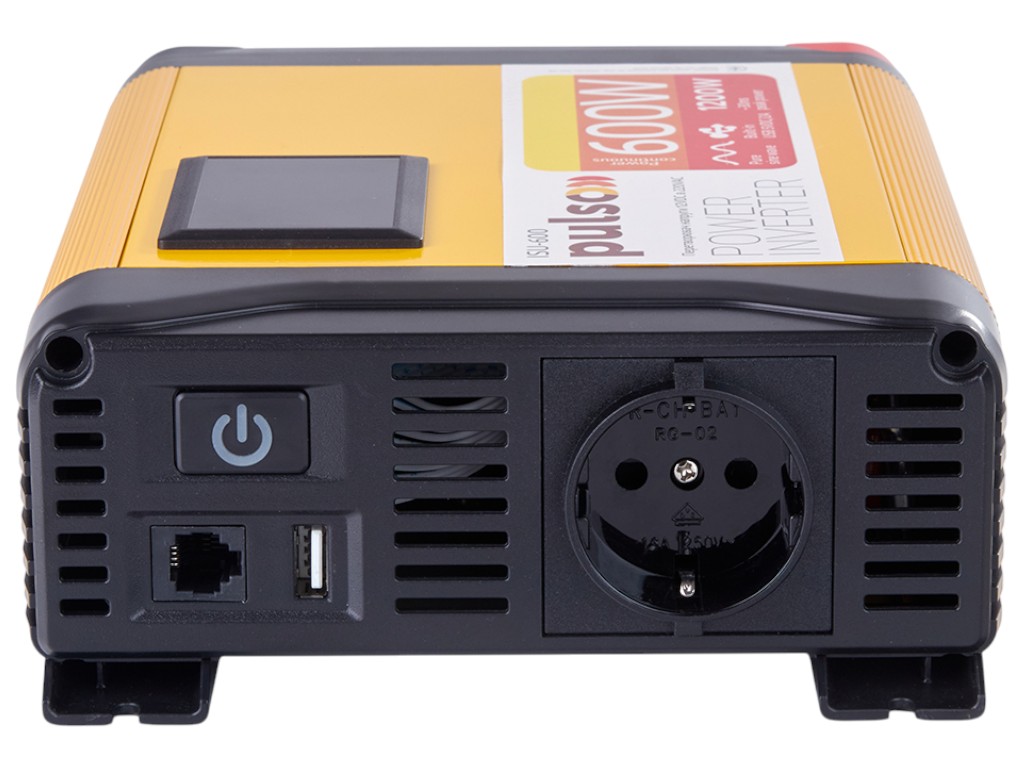 Преобразователь напряжения Pulso ISU-60012V-220V/600WLCD/USB-5VDC2.0A, синусоидная волна, клеммы