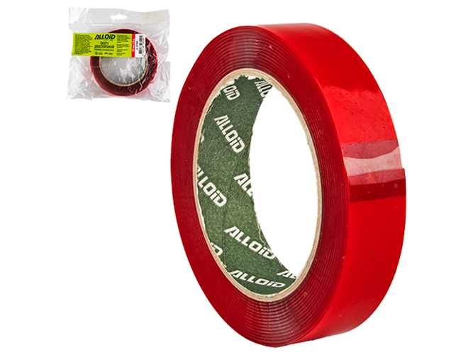 Скотч двухсторонний Alloid, 24мм х 5м, прозрачный вспененный акрил