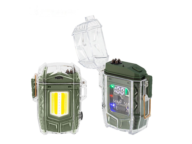 Фонарь MULTIFUNCTIONAL D48-1-COB, зелёный, аккум. Li-Ion, индикация заряда, зажигалка, Type-C, Box