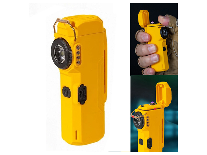 Ліхтар MULTIFUNCTIONAL D51-SMD, жовтий, акум. Li-Ion, індикатор заряду, запальничка, Type-C, Box