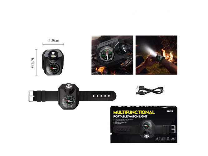 Наручный фонарь W04-LED, компас, аккум. Li-Ion, зарядка Type-C, в коробке