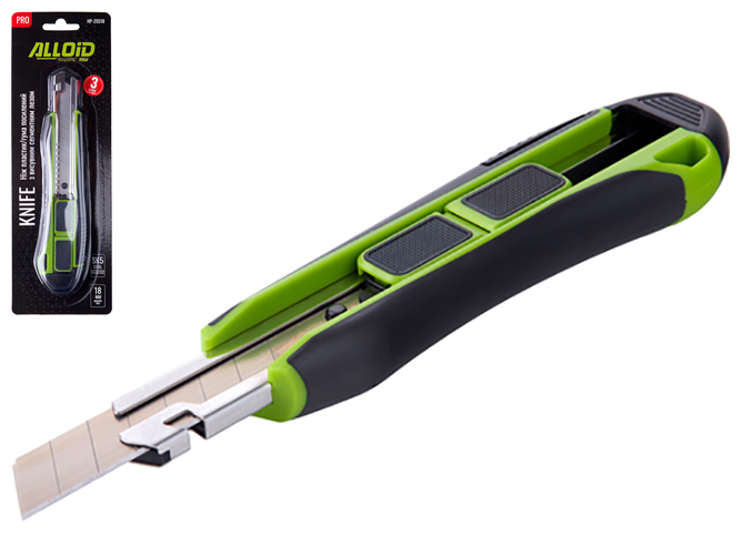 Нож пластик/резина Alloid Pro, усиленный с выдвижным сегментным лезвием SK5, 18мм (3шт)