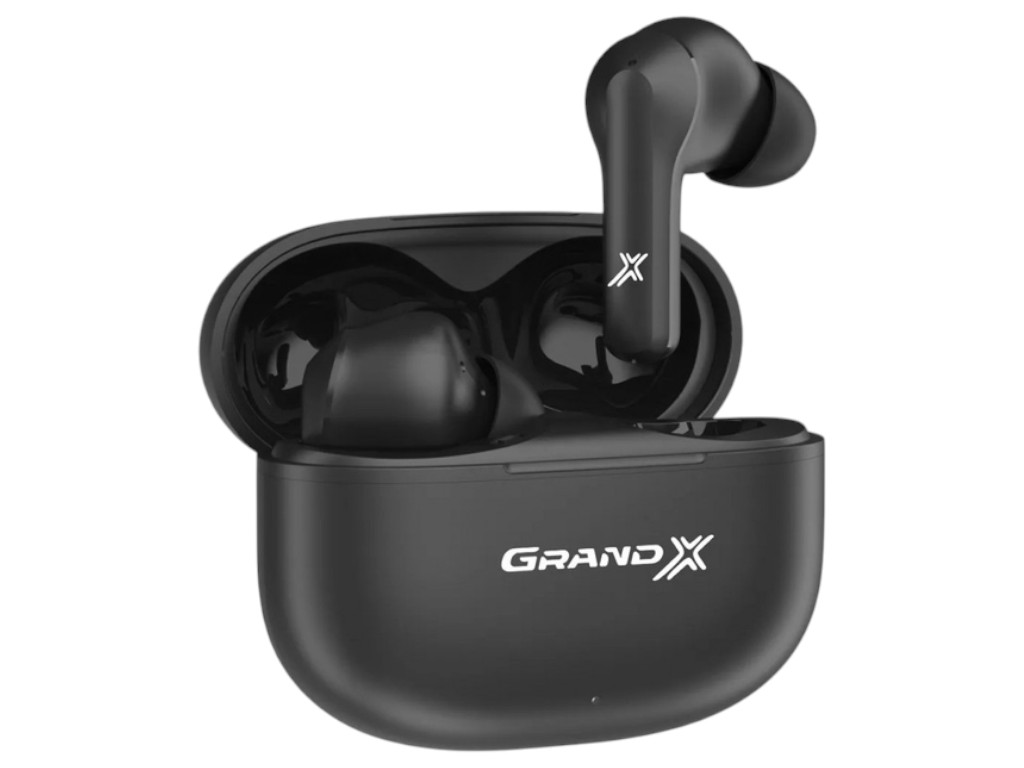 Наушники Grand-X GB-99B, вакуумные с микрофоном, беспроводное подключение,14,1×24×34мм, цвет черный