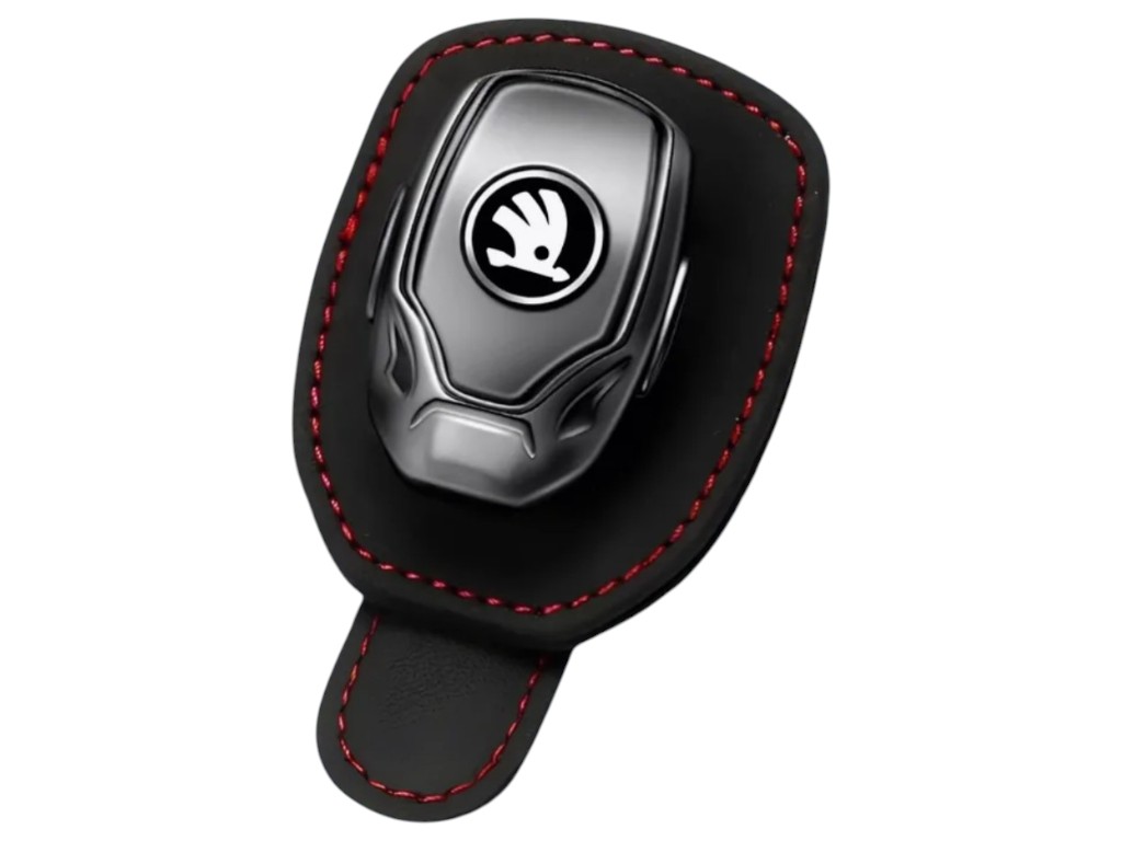 Держатель для очков и банковских карт Skoda, кожа, цвет чёрный