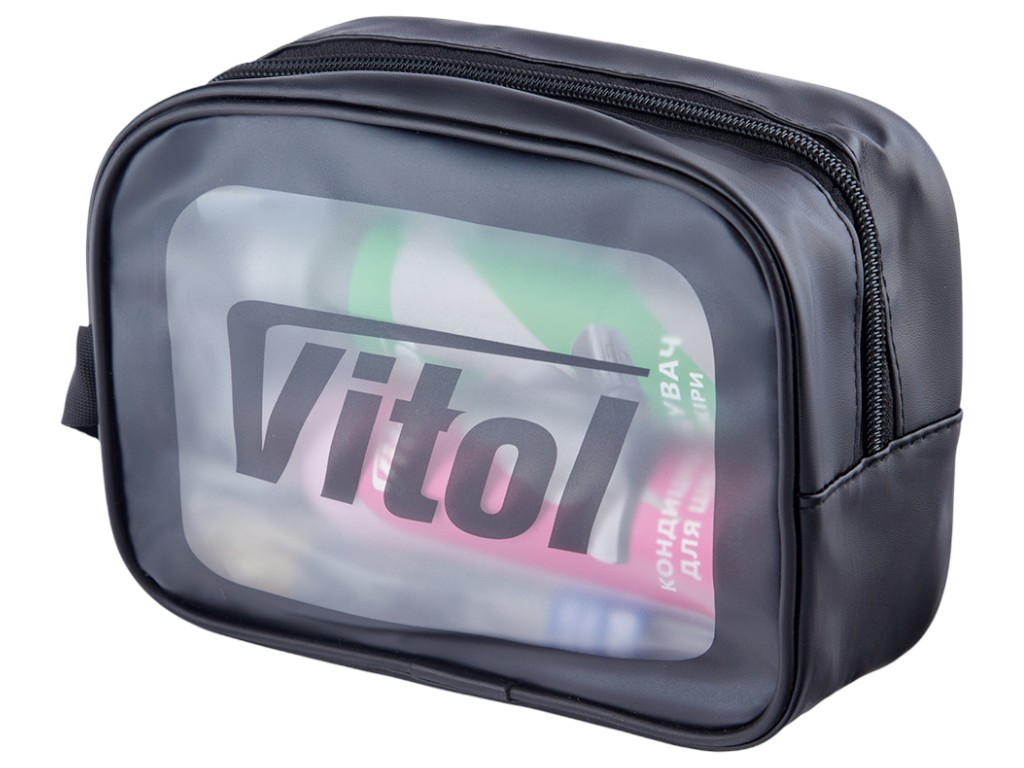 Набор ухода за кожей авто Vitol, очиститель, кондиционер, микрофибра, кисточка, тряпочка