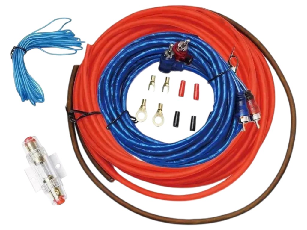 Набор проводов для установки сабвуфера MDK 8GA, силовой и акустический кабель, колба, клеммы